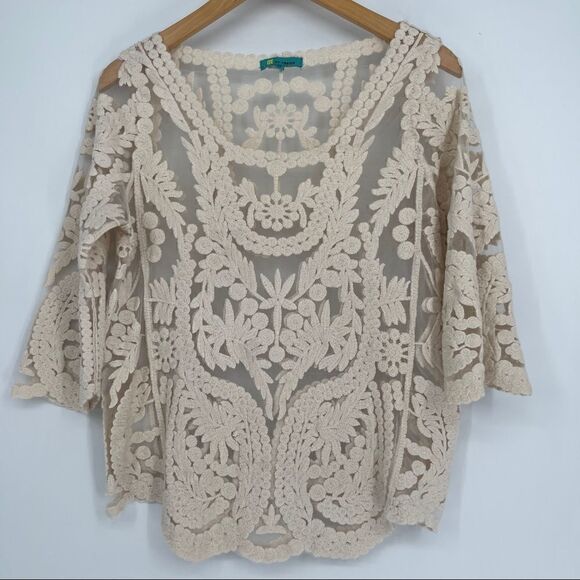 Me My Emblem Embroidered Cream Blouse Top - Picture 1 of 10